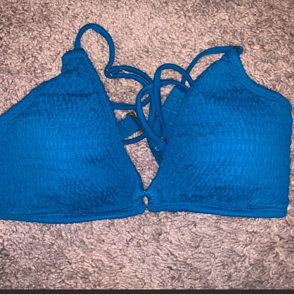 Xhilaration blue ribbed bikini top
